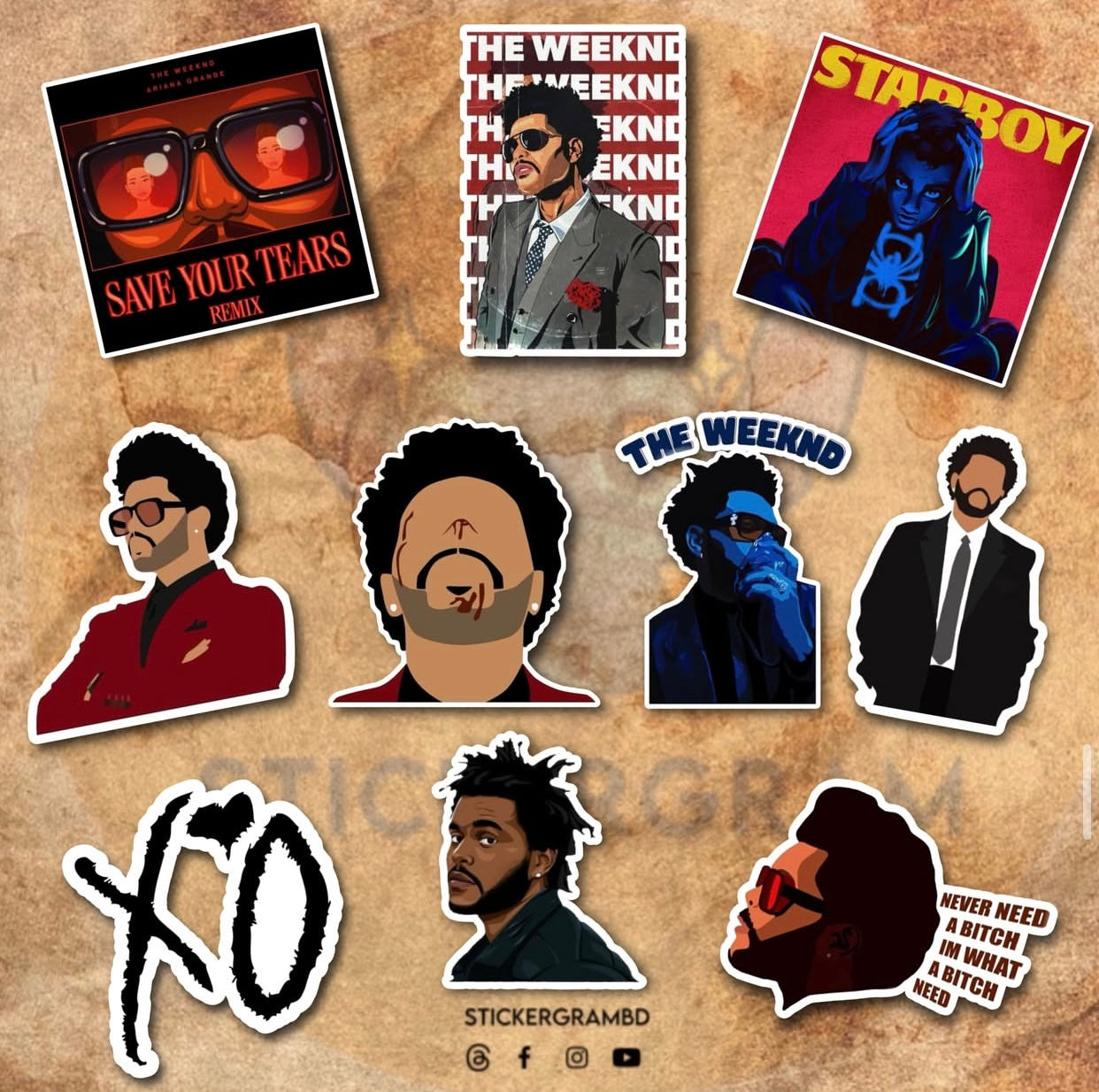 The Weeknd Sticker Set 01 – Stickergram BD