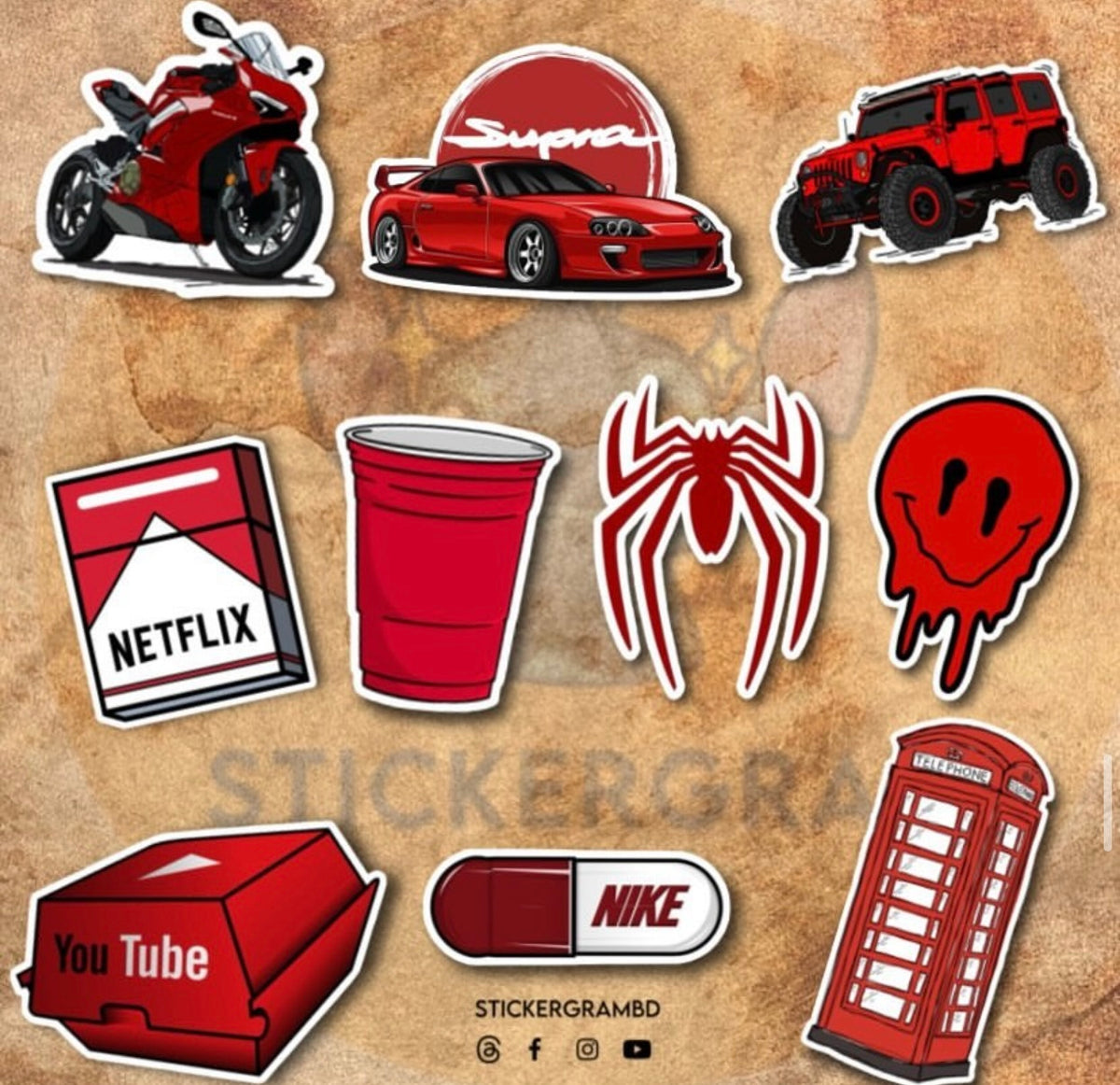 Rediyon Sticker Red Sticker Set 01 – Stickergram BD