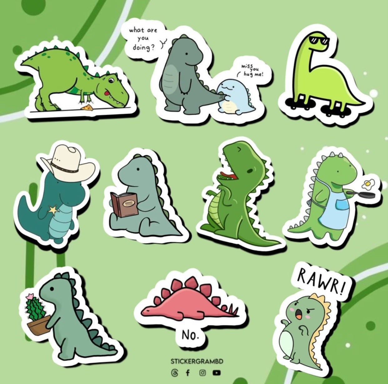 Cute Dinos Sticker Set