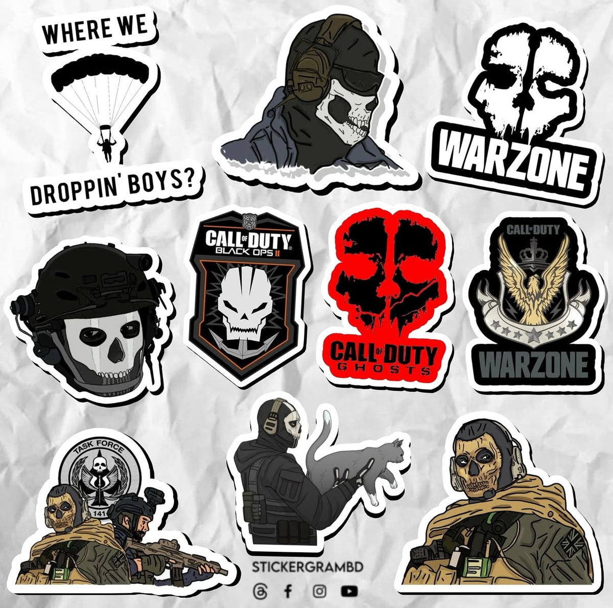 Wow Sticker Cod Call of Duty Sticker Set – Stickergram BD