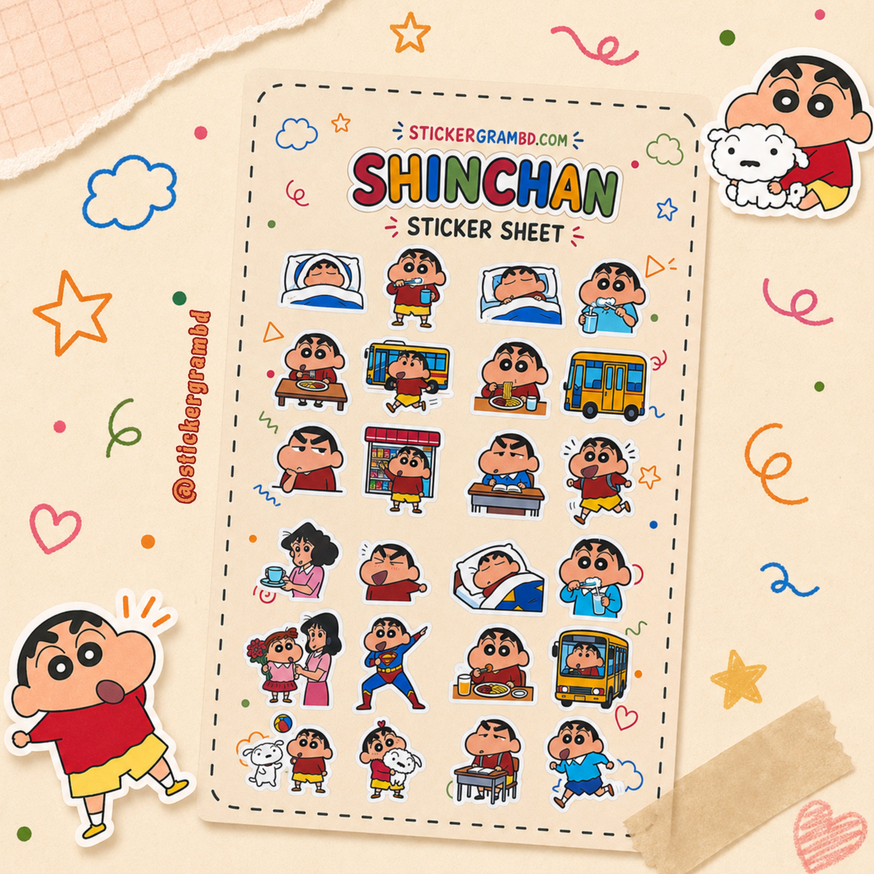 Shinchan Sticker Sheet