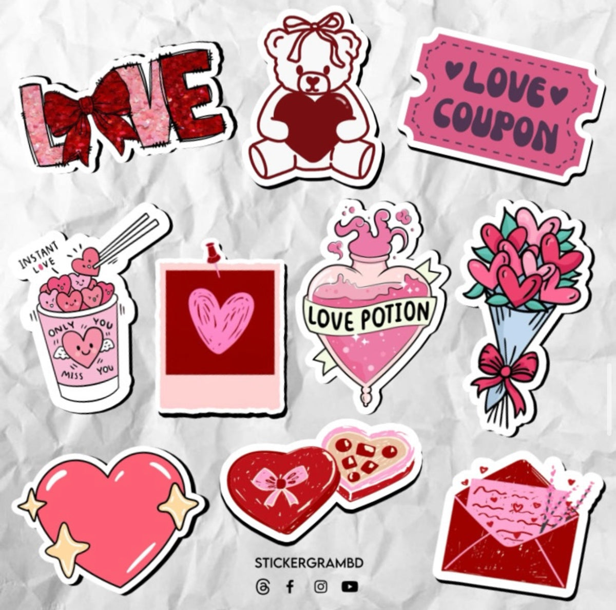 Love Line Sticker Love Sticker Set 02 – Stickergram BD