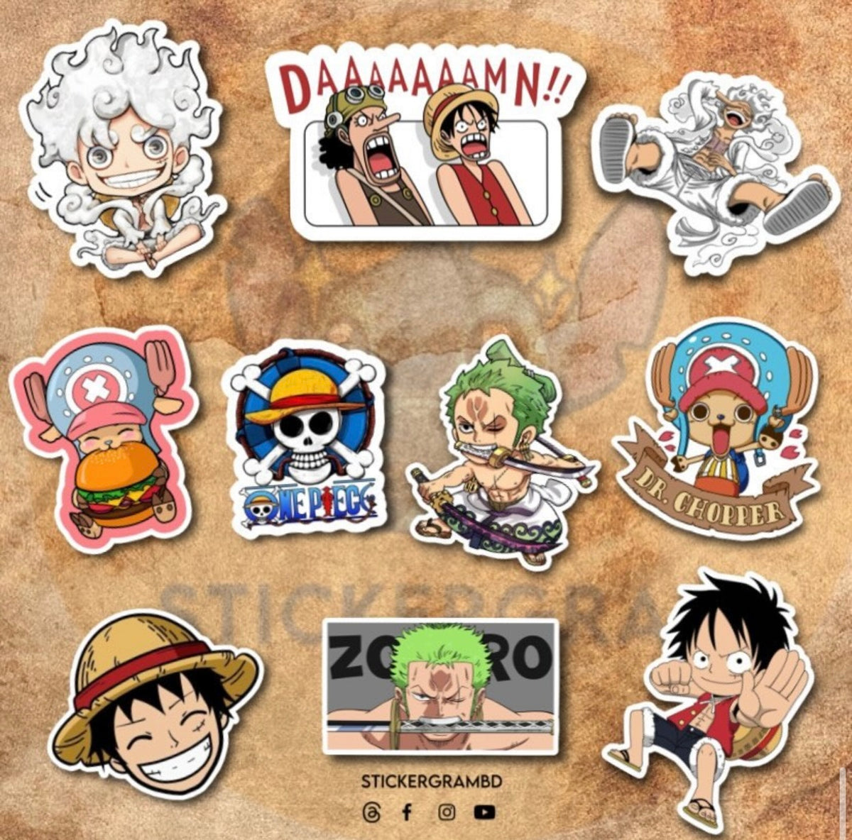Bd Sticker One Piece Sticker Set 01 – Stickergram BD