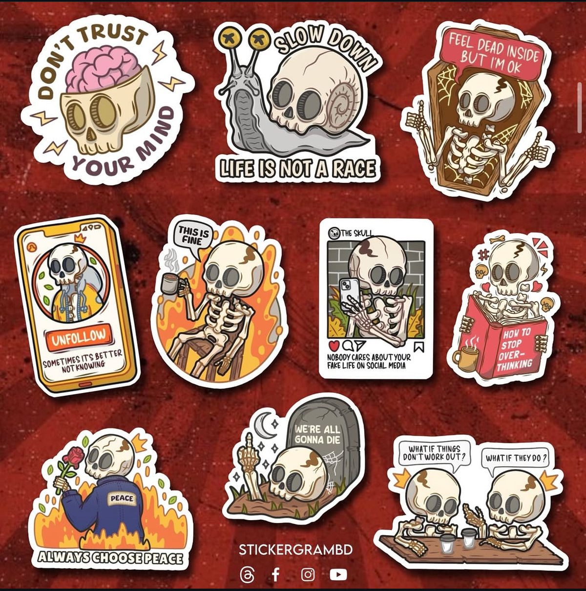 Skeletons Sticker Set – Stickergram BD