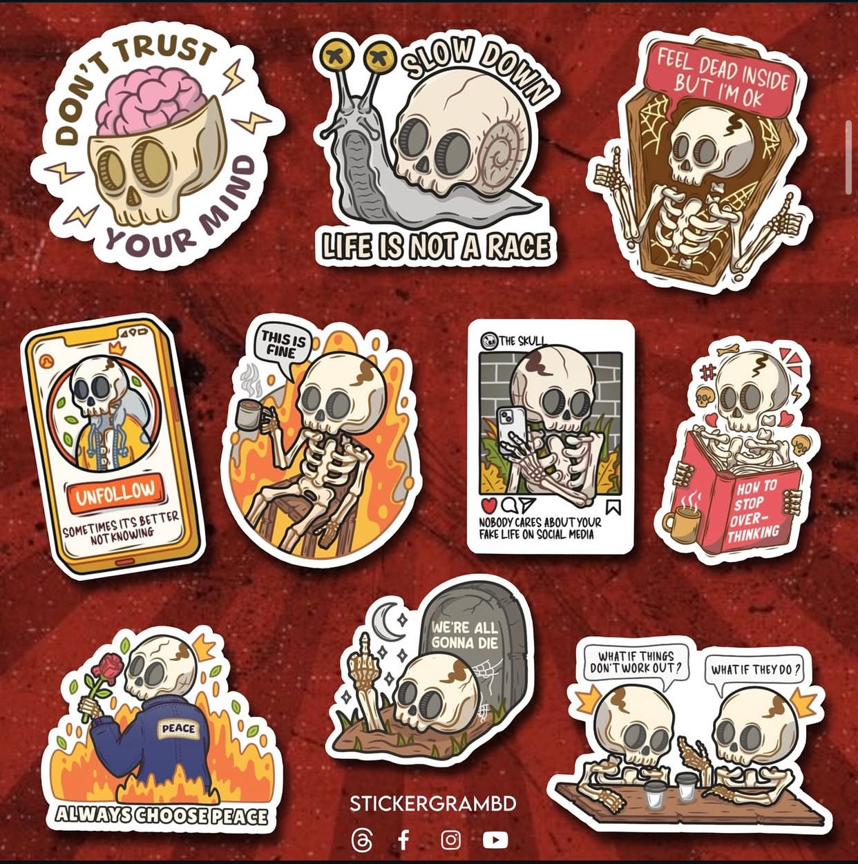 Skeletons Sticker Set