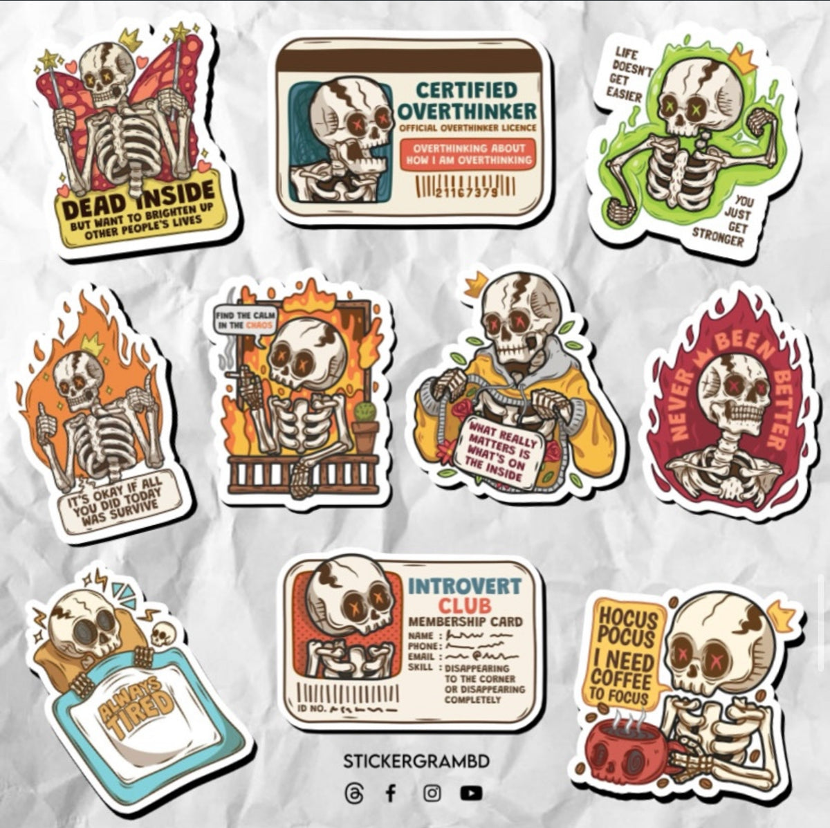 Skeleton Shells Sticker Skeletons Sticker Set 02 – Stickergram BD