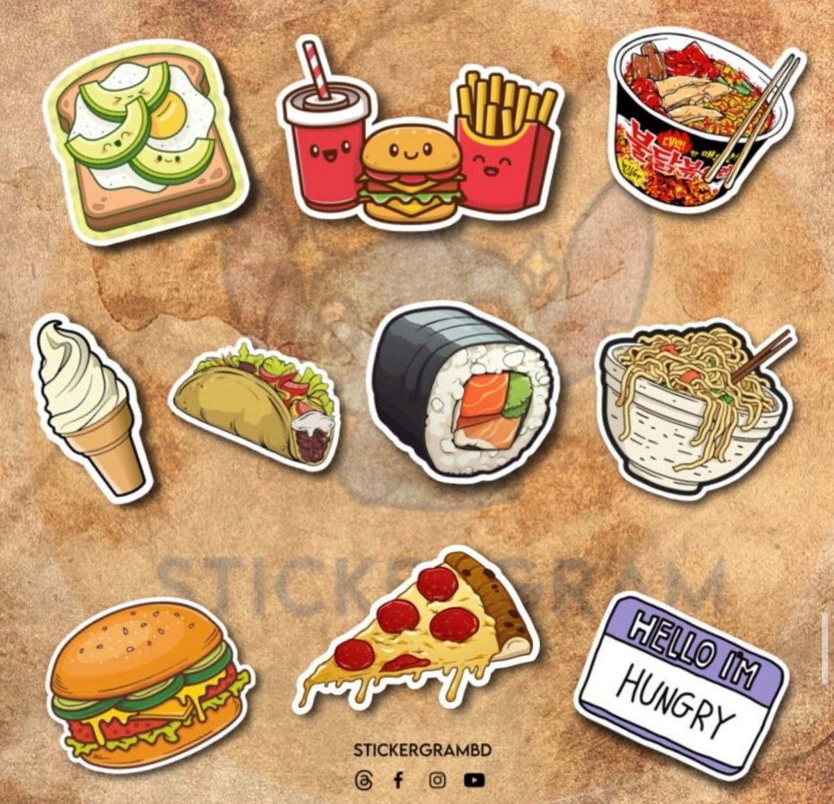 Menu Pinterest Sticker Food Sticker Set 01 – Stickergram BD