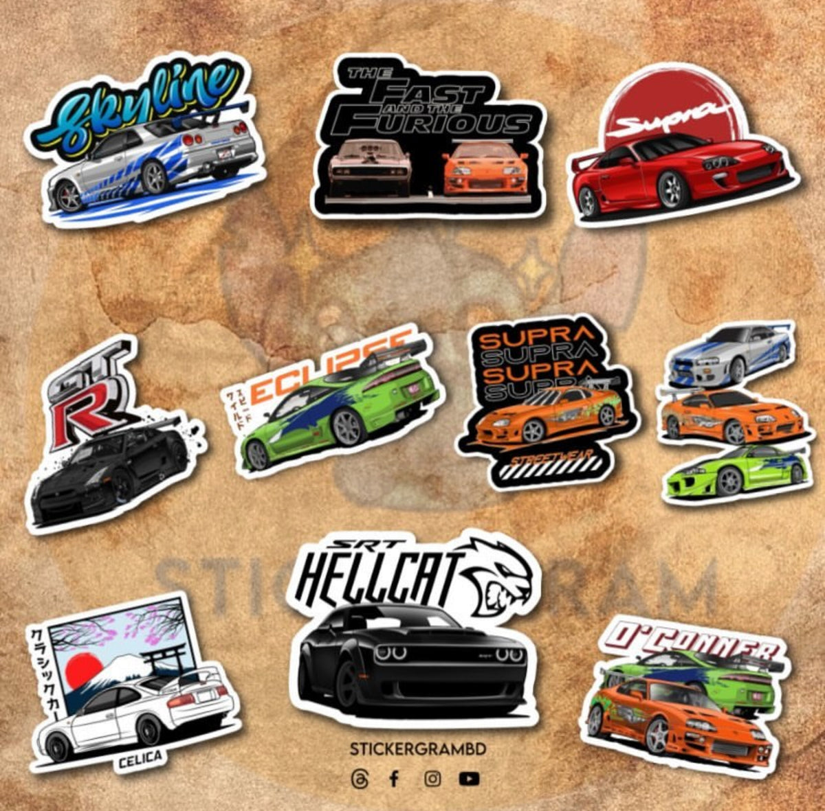 Car Sticker In 8k Cars Sticker Set 09 – Stickergram BD
