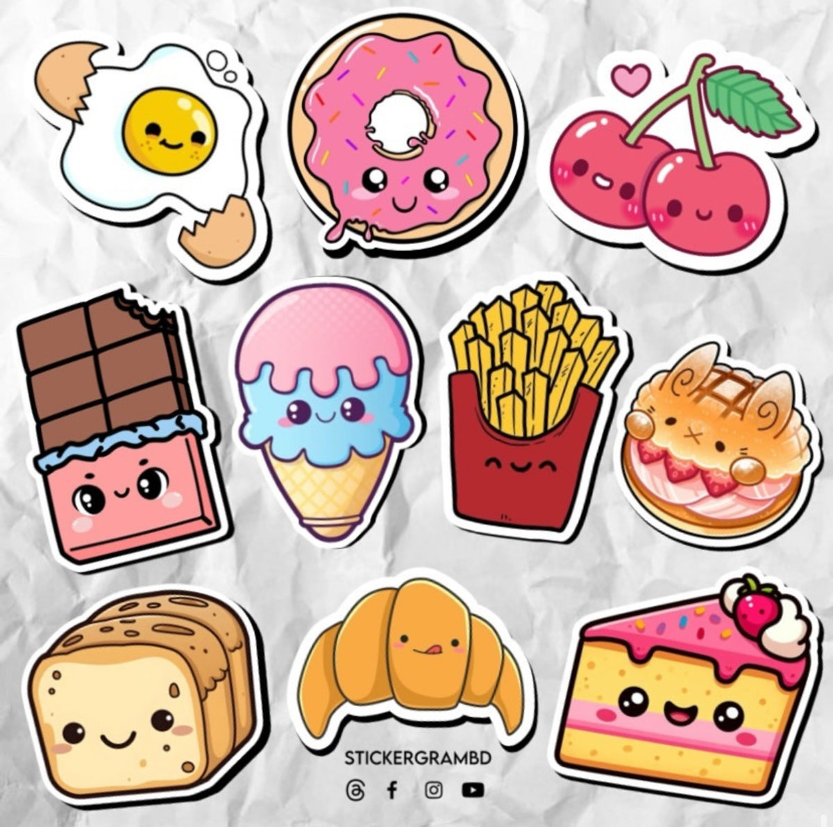 Pinterest Eating Sticker Food Sticker Set 04 – Stickergram BD