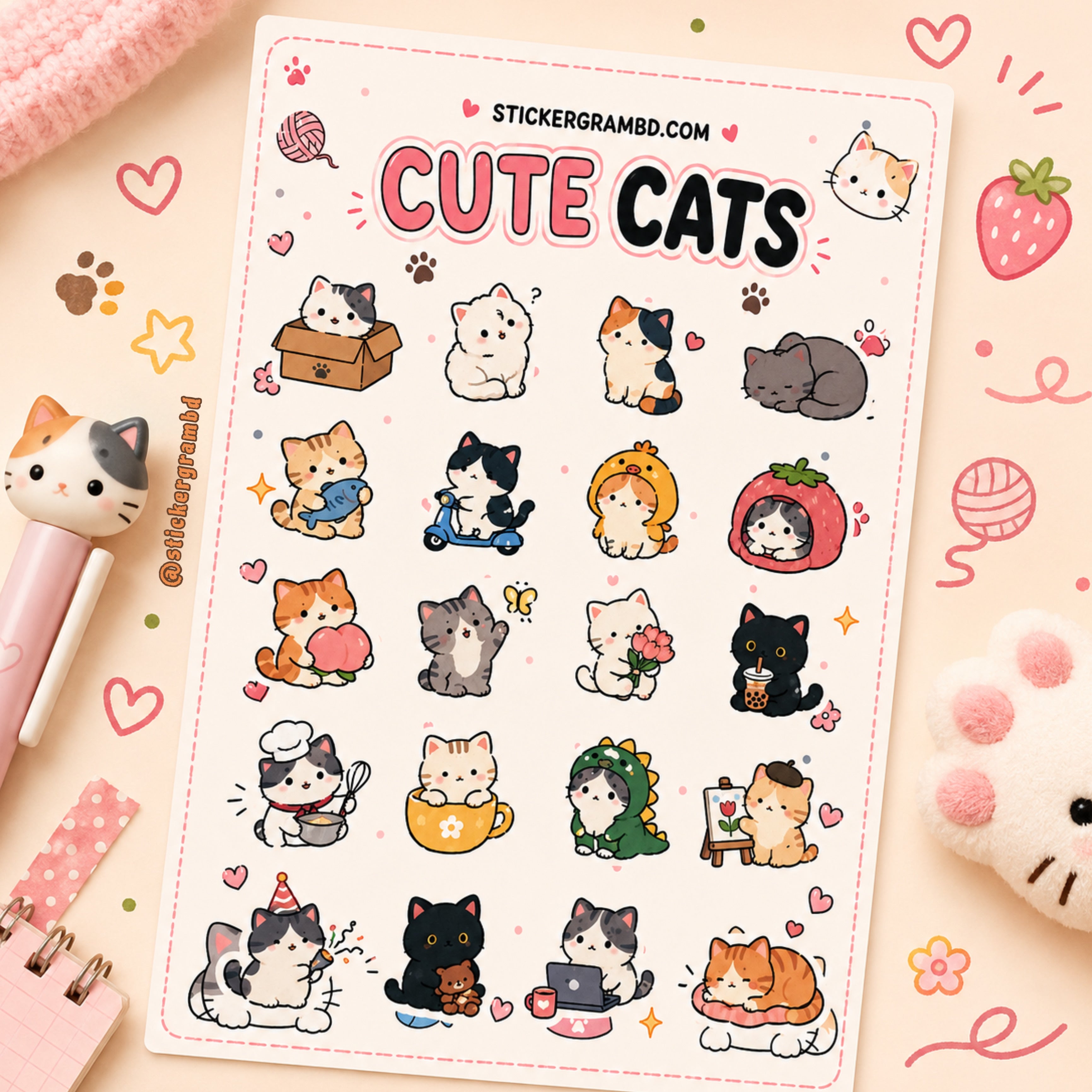 Cute Cats Sticker Sheet