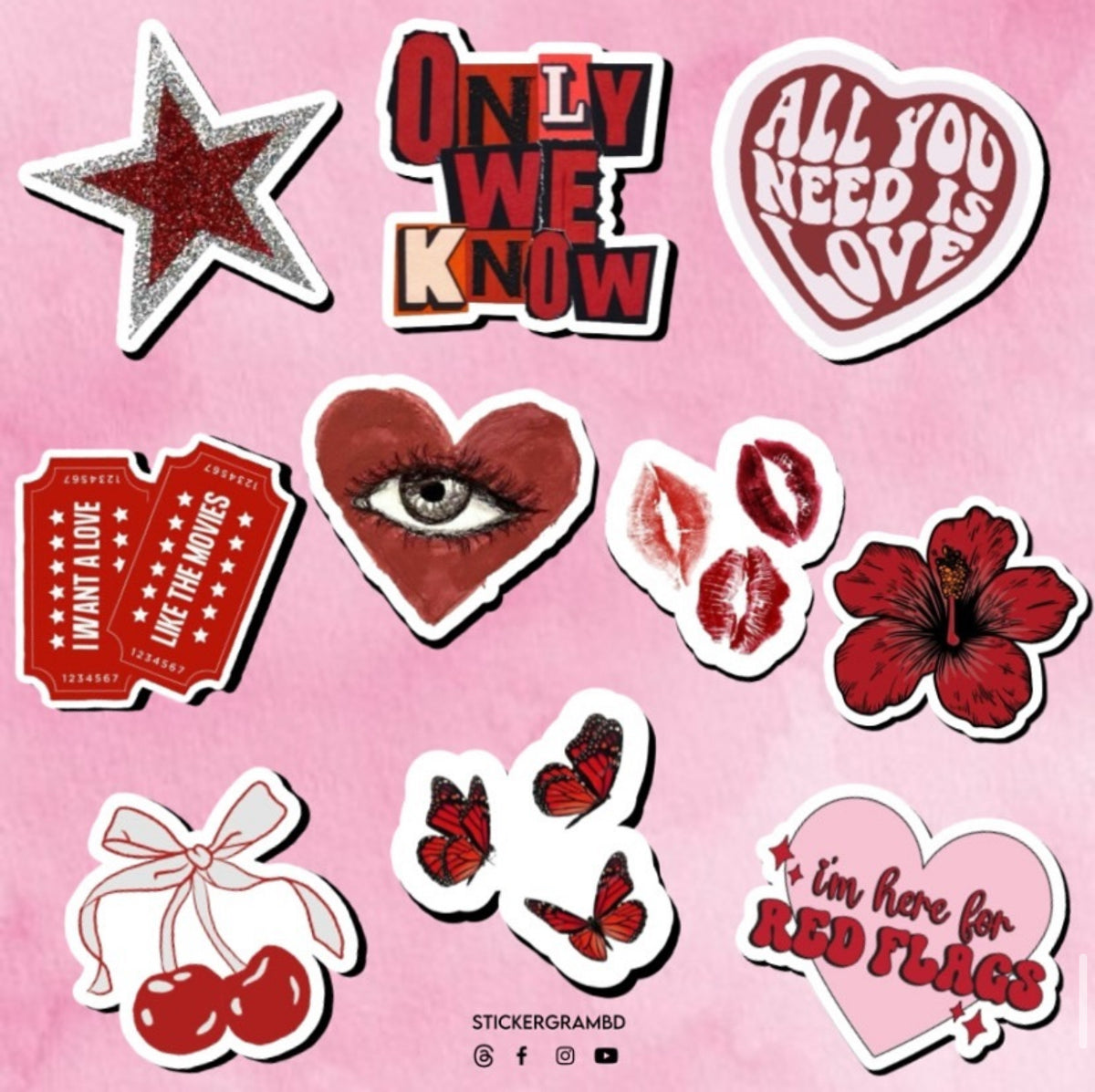 Stat Red Sticker Red Sticker Set 02 – Stickergram BD