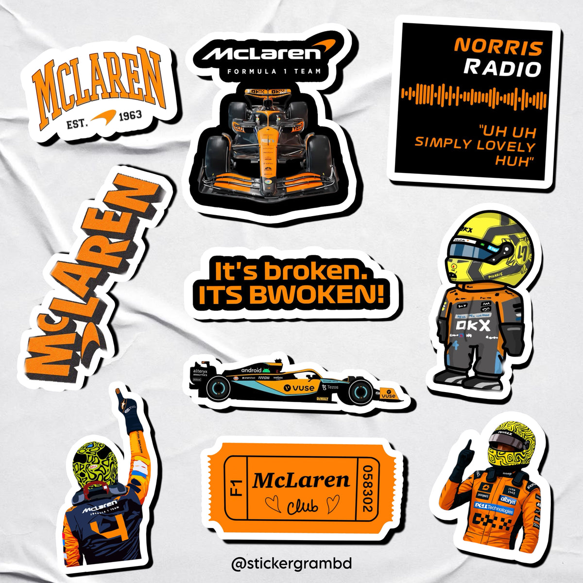 F1 Sticker Set McLaren F1 Sticker Set – Stickergram BD