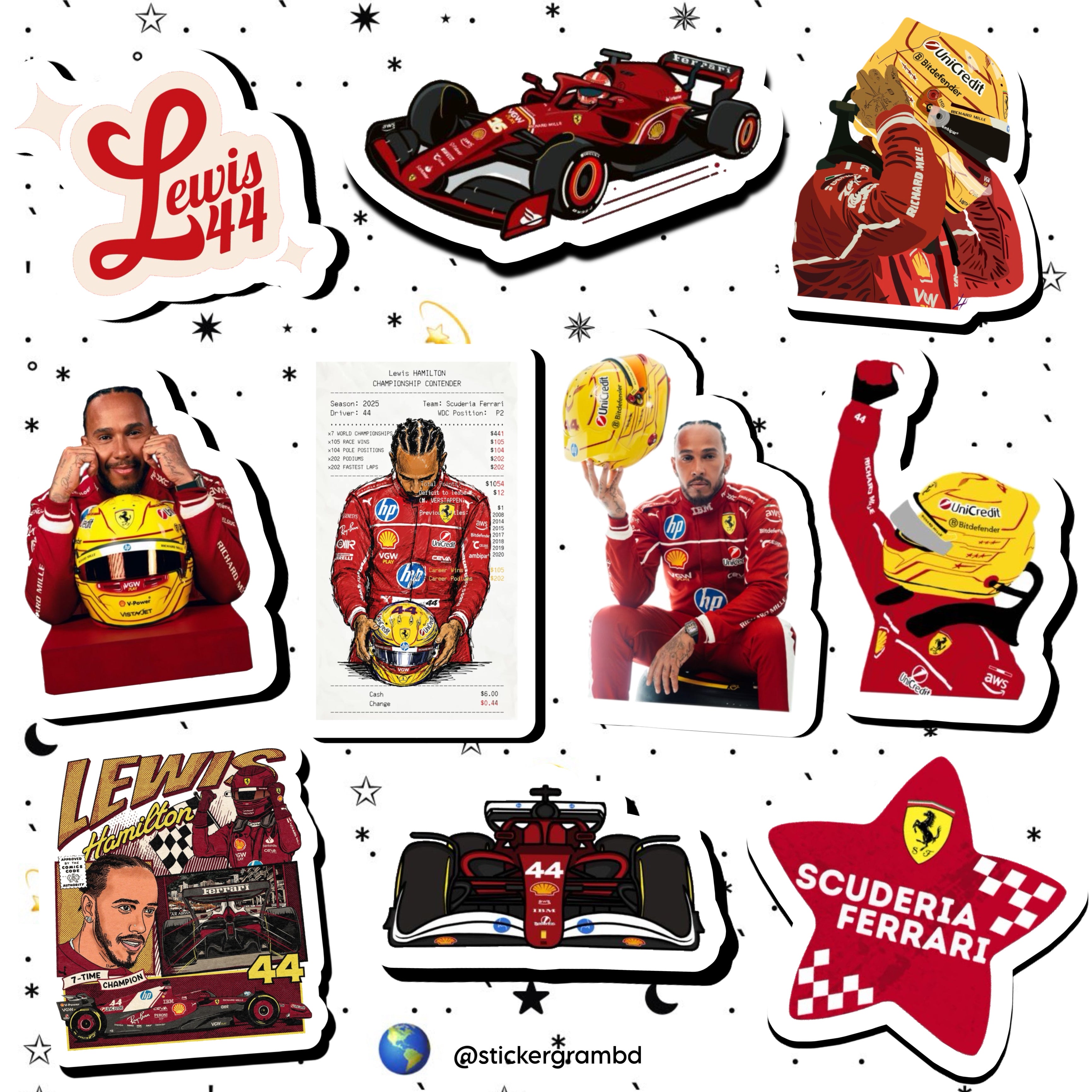 Lewis Hamilton Ferrari Sticker Set